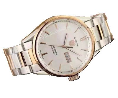 Replica Tag Heuer Carrera Calibre 5 Watch 2-Tone White Dial Men Size